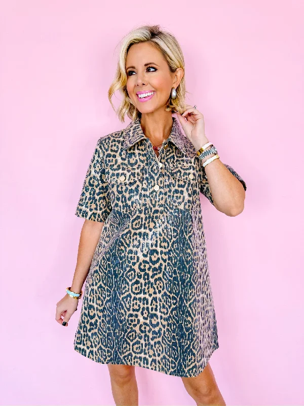 FIERCE SEQUIN LEOPARD DRESS