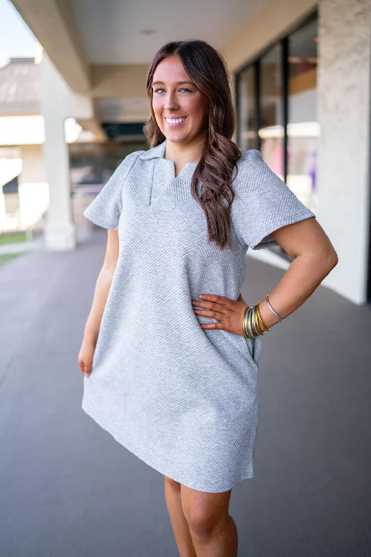 Classic Perfection Grey Textured Dress