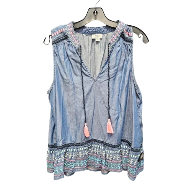 Top Sleeveless By Crown And Ivy In Blue, Size: L