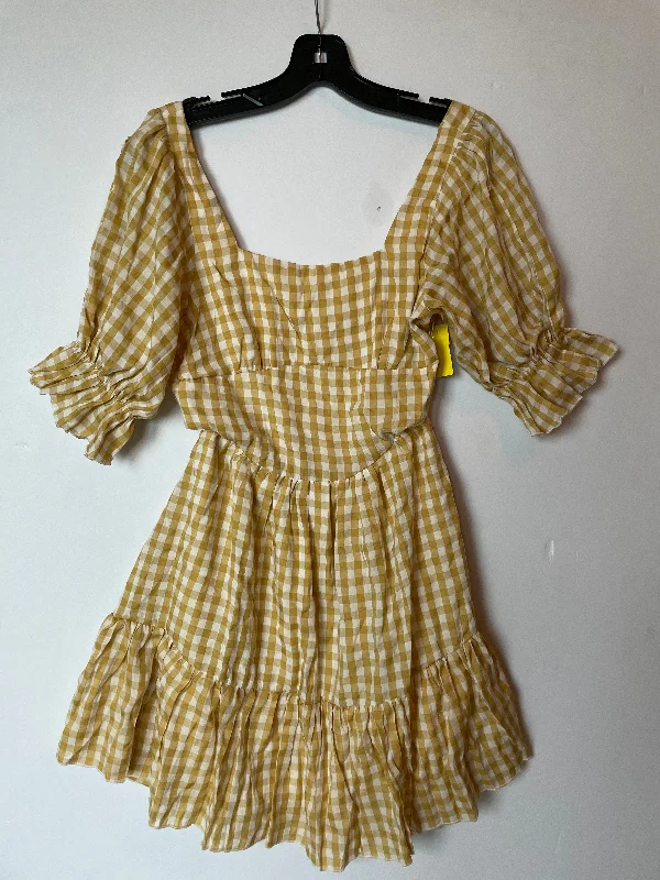 Checkered Pattern Dress Casual Short Clothes Mentor, Size M