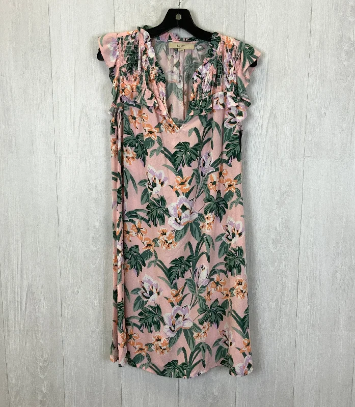 Floral Print Dress Casual Short Loft, Size S