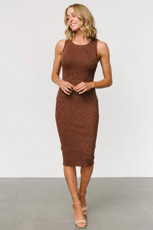 Caitlyn Ribbed Tank Dress | Brown