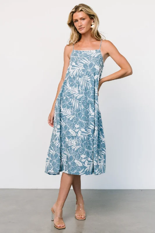 Sonora Midi Dress | Dusty Blue Print