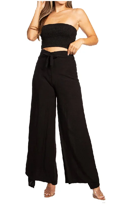 Sakkas Samantha Women's Bandeau Tube Top & Wide leg Gaucho Pants Set Palazzo Boho