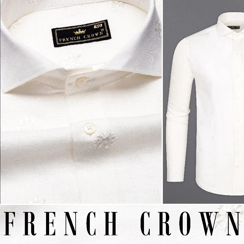 Bright White Embroidered Luxurious Linen Shirt