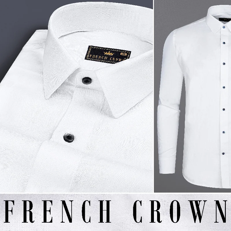 Bright White Jacquard Textured Premium Giza Cotton Shirt