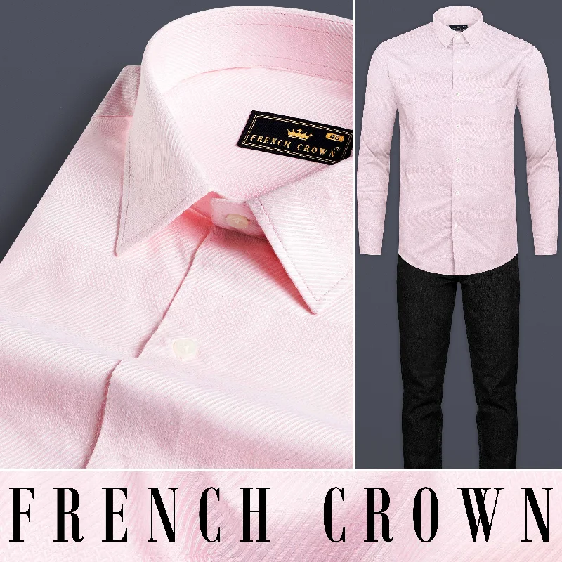 Cavern Peach Dobby Textured Premium Giza Cotton Shirt