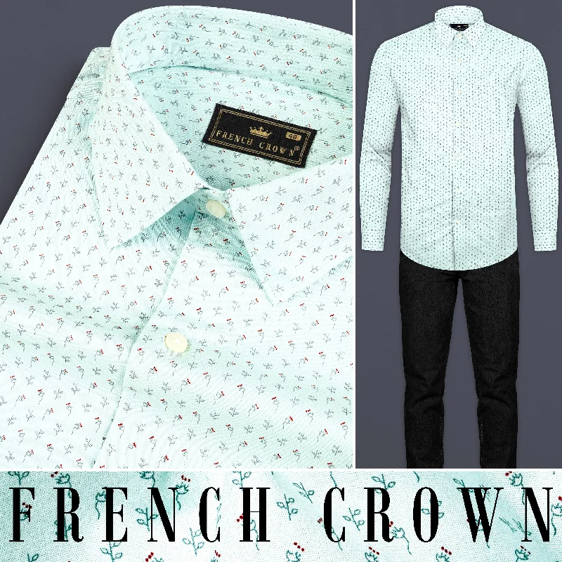 Frosted Mint Blue Printed Premium Giza Cotton Shirt