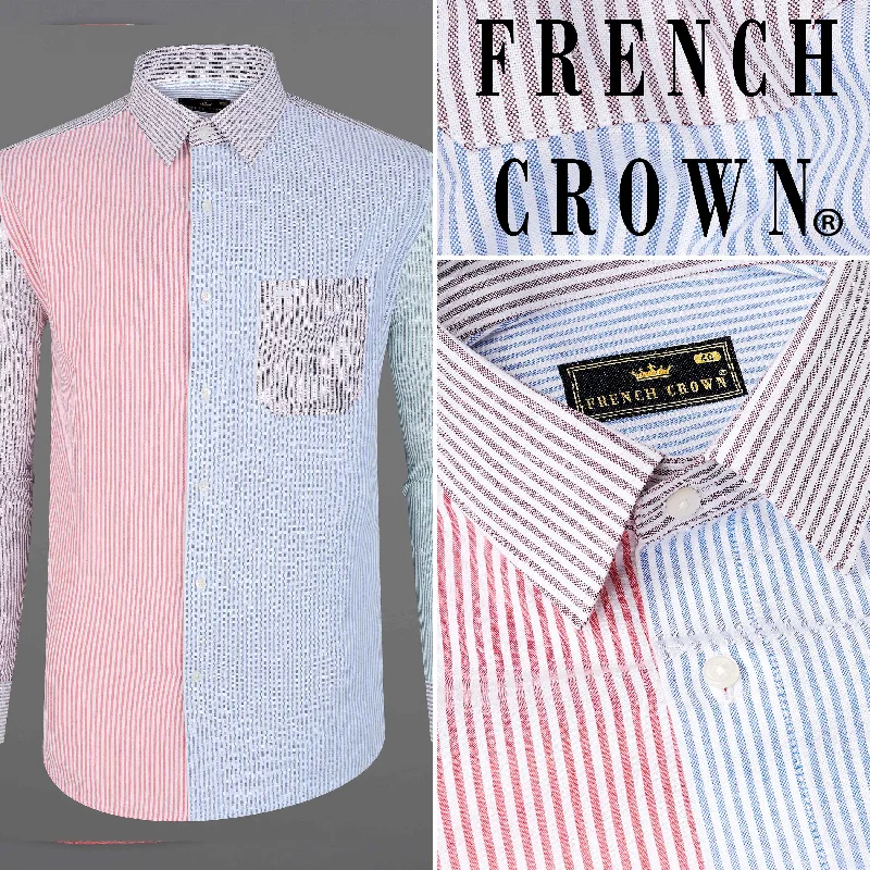 Mariner Blue and Pink Multicolour Striped Premium Cotton Designer Shirt