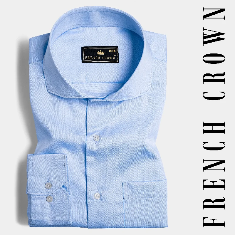 Spindle Blue Subtle Sheen Super Soft Premium Cotton Shirt