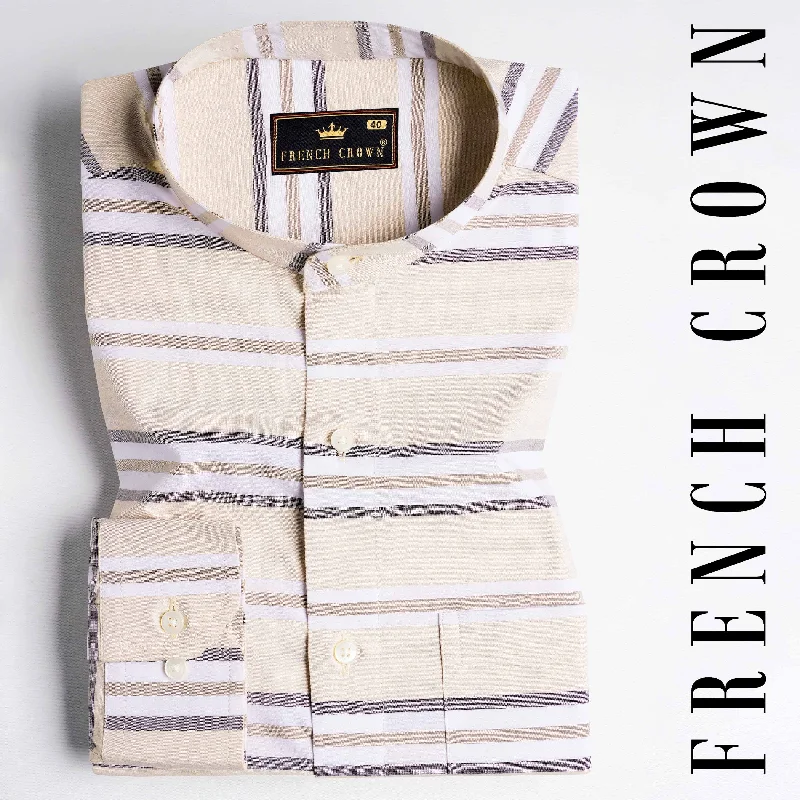 Zorba Brown and White Striped Royal Oxford Shirt