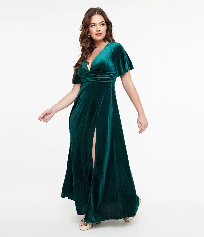 Emerald Velvet Berenice Maxi Dress