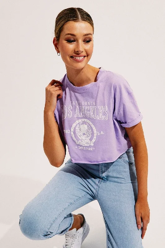 Purple Crop T Shirt